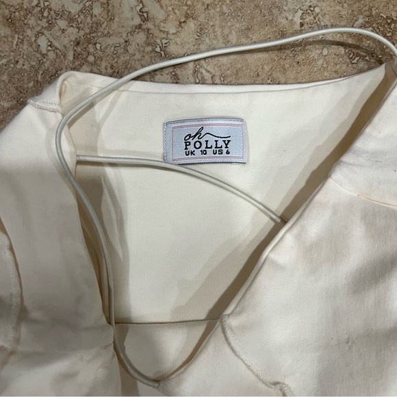 Mini Dress Oh Polly Ivory Bodycon Party Outfit Tight Fitting Short White- Size 6 - Picture 7 of 8